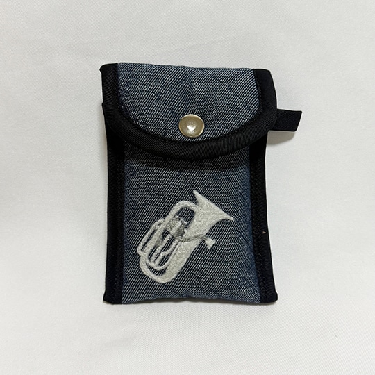 ユーフォニアムマウスピースポーチ　羊毛フェルト刺繍入り<デニム>