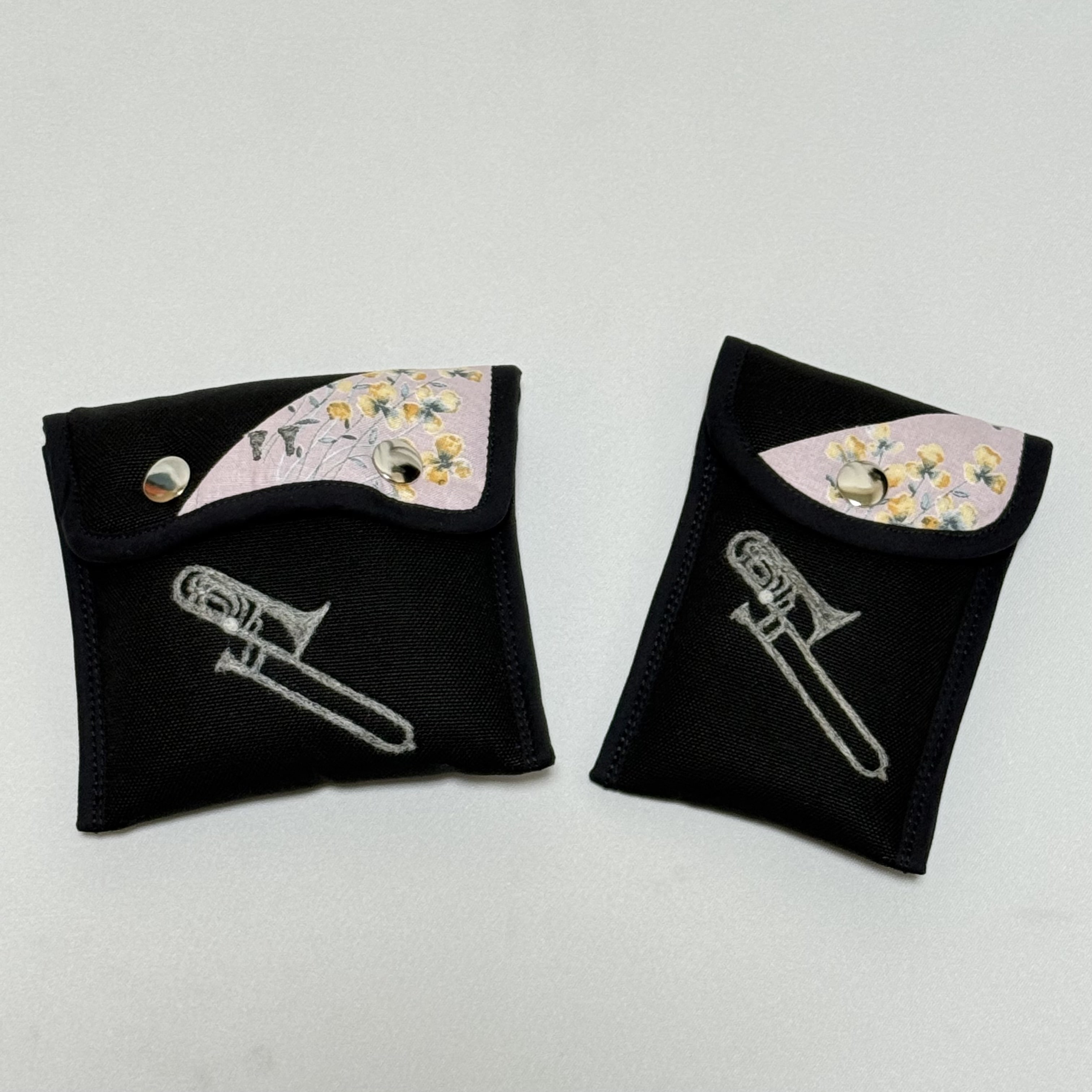 トロンボーンマウスピースポーチ　羊毛フェルト刺繍入り<ピンク>