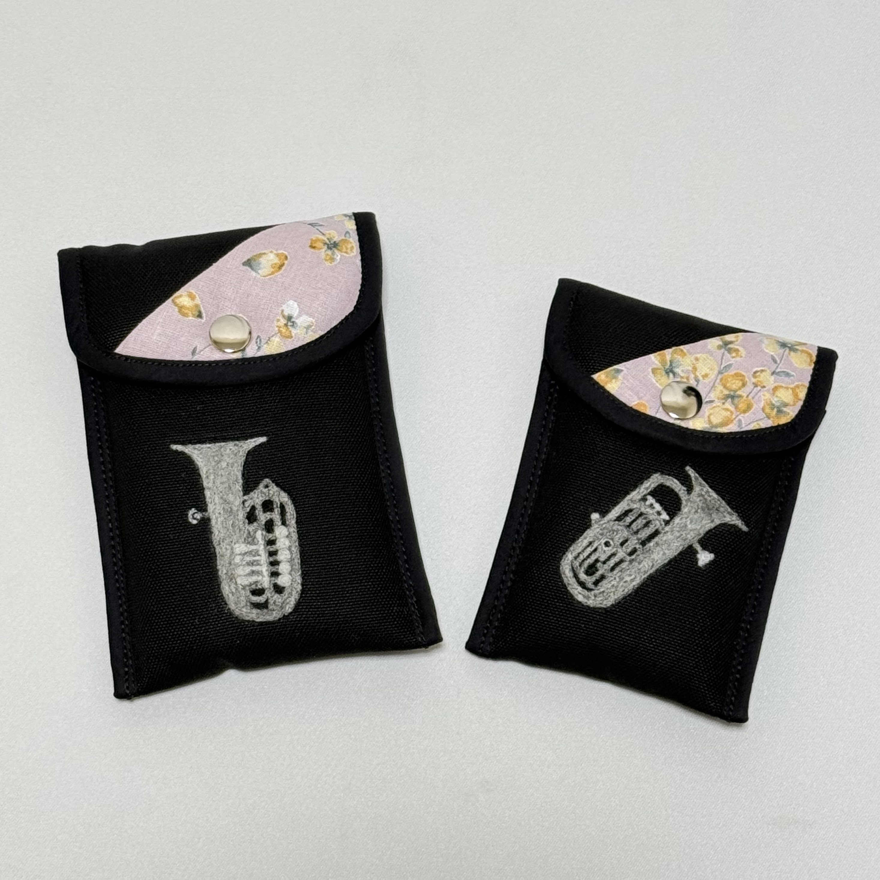 テューバマウスピースポーチ　羊毛フェルト刺繍入り<ピンク>